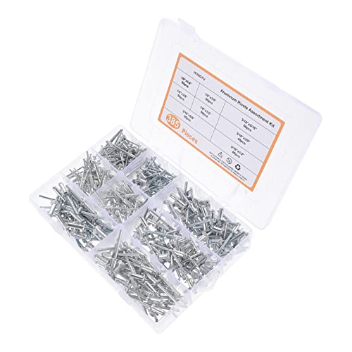 LIFKOME 385pcs Aluminum Pop Rivets Assortment Kit Flange Blind Rivets for 2 M4 Sturdy Fasteners with Carrying Case for DIY and Industrial Use