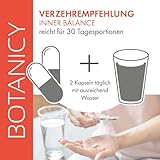 BOTANICY Inner Balance - 60 Ashwagandha Kapseln mit BIO KSM-66 - Alternative zu Anti Stress Tabletten - Indische Schlafbeere, Ginkgo Biloba, Rosenwurz, Vitamin B5 und B9 plus Zink - Laborgeprüft