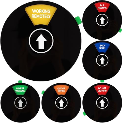 Office Door Sign Black Rotating Status Door Sign with 6 Options - Do Not Disturb/Out of Office/In a Meeting/Come in Welcome/Working Remotely/Back Soon 6 Inch Round Privacy Signs (Black)