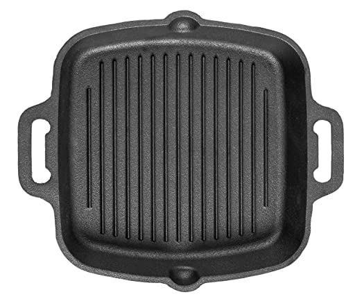 Aarogyam Grill Pan Cast Iron, with Double Handle, Induction Friendly, Pre Seasoned, Sandwich Maker/Barbeque/Tandoor Grill, (Dia :34cms, 3.4 Kg) , Oven Safe