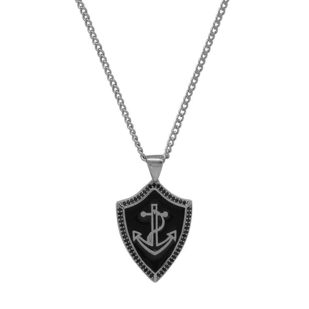 Onkel Ahmet Çapa Tasarım Siyah Renk Zincir Pirinç Bay Kolye