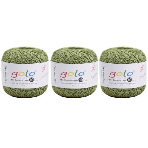 Image of golo 3 Balls Crochet Thread Size 10 Crochet Yarn for Hand Knitting 203