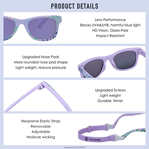 Image of COCOSAND Flexible Polarized Baby Sunglasses with Strap | UV Protection, Bendable, For Toddler Infant Newborn Girl Boy, Age 0-24 Months