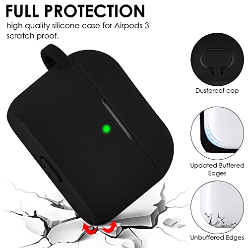 Image of Filoto Silicone Case for Airpods 3 (2021) with Bracelet Keychain, Cute Protective Case for Apple Air Pod 3 Wireless Charging, Black