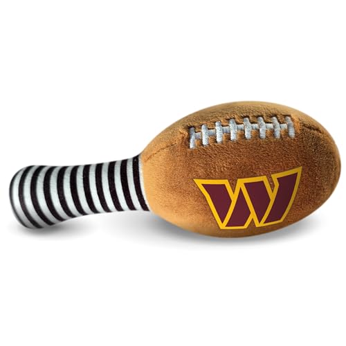 Image of Washington Commanders Plush Football Rattle by Smilo - Officially Licensed NFL Baby Rattle Toy - Soft Baby Rattle with Bell - for Babies and Toddlers from 3 Months