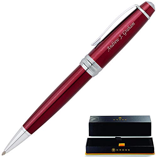 Cross Pen | Engraved Personalized Cross Bailey Red Lacquer Ballpoint Gift Pen - Chrome Trim AT0452-8, Custom Engraving Included!