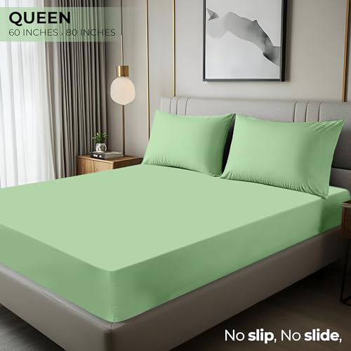 Image of Utopia Bedding Queen Fitted Sheet - Bottom Sheet - Deep Pocket - Soft Microfiber - Shrinkage and Fade Resistant - Easy Care -1 Fitted Sheet Only (Sage Green)