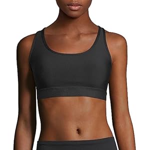 Hanes Sport Women’s Compression Racerback Sports Bra,Black,Large