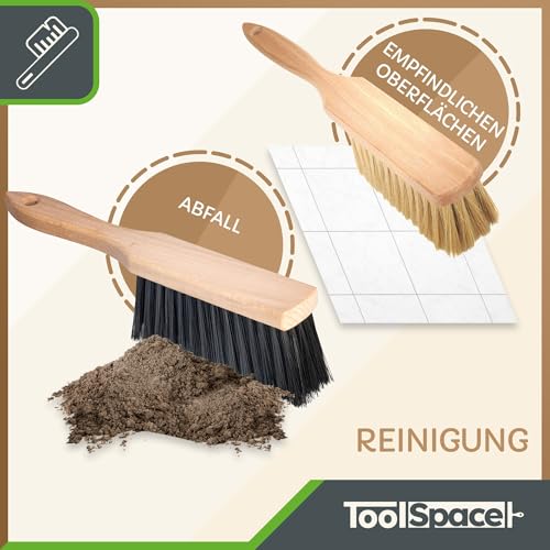 ToolSpace Handfeger 2X Handbesen Harte Borsten Besenbürste Handfeger Holz Hand Brush Handkehrer für Garten & Outdoor Innen Kunststoff Kehrwisch Handfegerbesen Kehrbürste Camping 2er Set Bartwisch