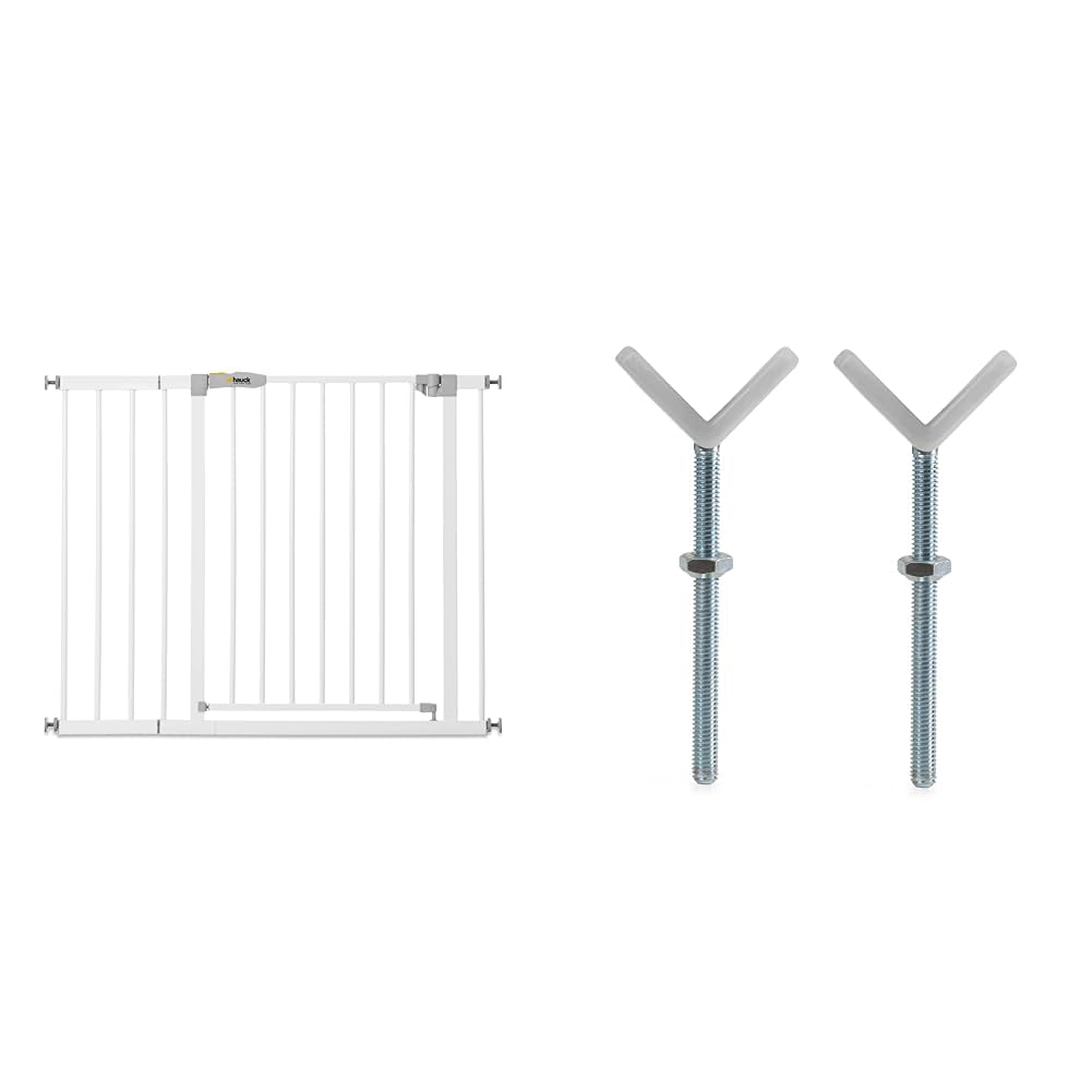 Hauck Barrera Seguridad Niños Escaleras Open N Stop KD Safety con Extension 21 cm & Y-Spindle Tornillo Y Adaptador para Barandillas Redondas, Compatible con Barrera Seguridad Niñ
