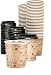 ECODESIGN-US 4 Ounce Disposable Espresso Paper Cups with Black Lids - 50 Sets - Print - Small Portion Sample Shots (50, print)