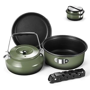 Odoland 5pcs Camping Cookware Non-S...