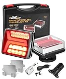 Partsam LED Wireless Trailer Lights Kit Magnetic Towing Tail Lights 58LED Universal Stop Turn Running Light with License Plate Light for Towing Trucks Trailers IP67 Waterproof 10-30V