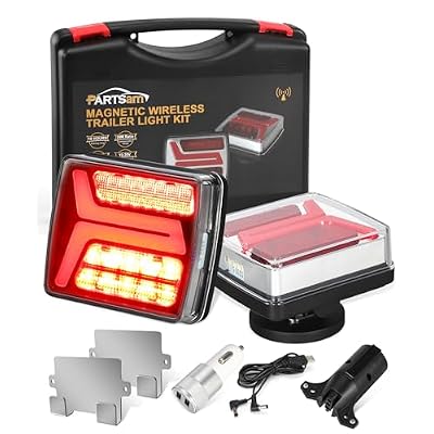 Partsam LED Wireless Trailer Lights Kit Magnetic Towing Tail Lights 58LED Universal Stop Turn Running Light with License Plate Light for Towing Trucks Trailers IP67 Waterproof 10-30V