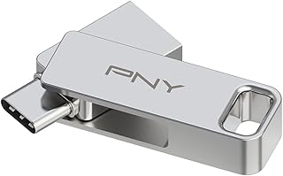 PNY 64GB Duo Link USB 3.2 Type-C Dual Flash Drive for Android Devices and Computers - External Mobile Storage for Photos, Videos, and More - 200MB/s,Silver