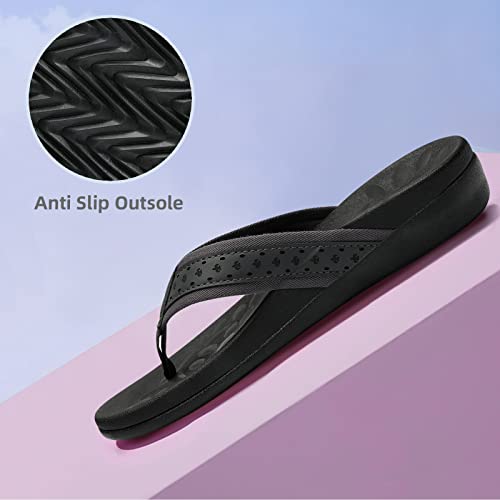 Megnya Women's Essential T-Strap Sandals With Arch Support And Pu Leather - Perfect For Casual Occasions, Soft And Extra Comfortable, Slip-Resistant Rubber Sole Grey Size 8 #TOP7