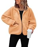 ReachMe Womens Fleece Jacket Cropped Sherpa Jackets Button Down Fuzzy Coats 2025 Winter Clothing Vacation Outfits(0 Bright Orange,S)