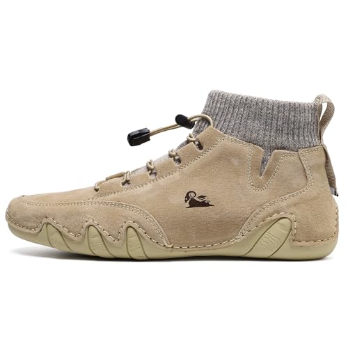 FAIRSOMA Men's Handmade Suede High Top Ankle Chukka Boots,Retro Lightweight Outdoor Shoes for Hiking & Camping All Season Comfort Driving Shoes3