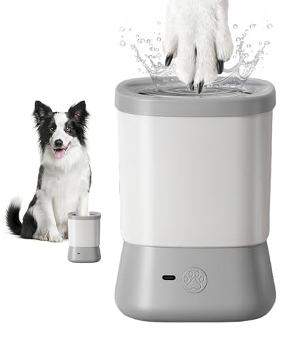 KUEIOX Electric Dog Paw Cleaner for Dogs，2 Speeds Automatic Dog Foot Paw Washer for Small Medium to Large Cat Dog Pet (Grey)