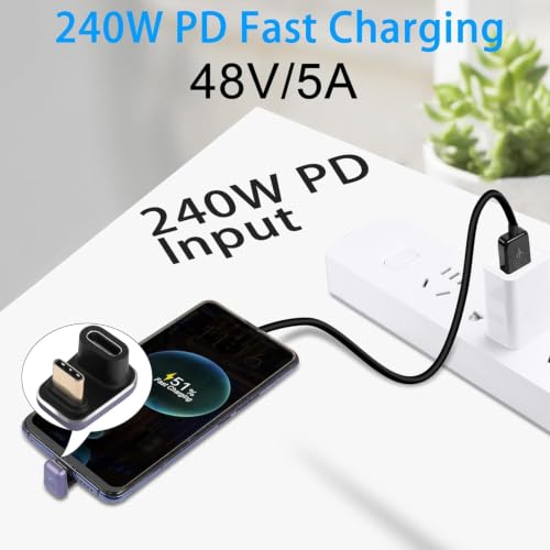 Image of USB C 180 Degree Adapter 240W, 2-Pack U Shape USB C 180 Degree Angled USB 4.0 Type C Extender Connector Support 40Gbps Data & 8K Video for Thunderbolt 4 /3, Laptop, (AE-1322CC)