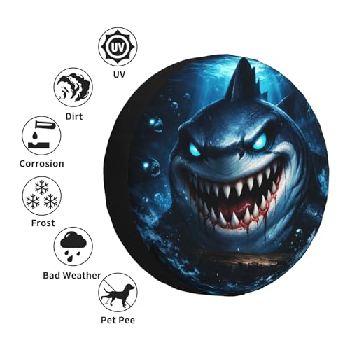 Image of Shark Spare Tire Cover - Funny Wheel Protectors Waterproof Universal Wheel Cover for SUV Rv Travel Trailer Camper Truck 16 Inch