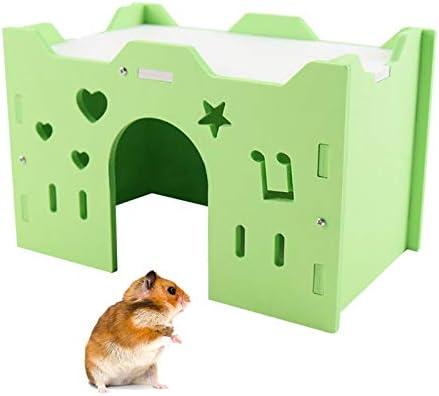 Pet Cages Hamster House Star Heart Design Cage Hideout Small Animal for(Light Green)