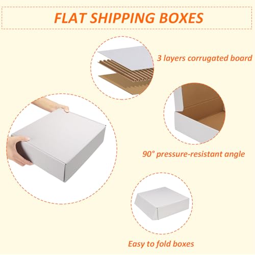 Image of HORLIMER 11x9x3 inches Shipping Boxes Set of 25, White Corrugated Cardboard Box Literature Mailer