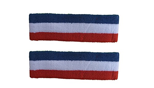 SockTower American Flag Headband Sports Athletic Terry Cotton Cloth Sweatband Blue-White-red (1)