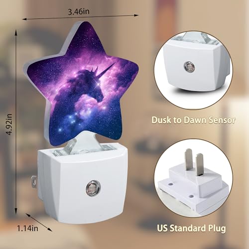 Image of Unicorn Silhouette in Galaxy Nebula Night Light,Dusk to Dawn Smart Sensor Nightlight for Bedroom Bathroom Kitchen Hallway Stairs Hallway, Plug-in, Energy Efficient Decor Desk Lamp Gifts