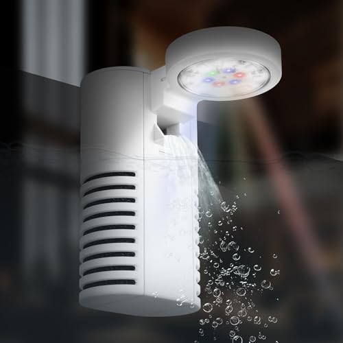 Fish Tank Nachtlicht, Zingbabu 3 Gallonen Aquarium Starter Kit mit vollem Spektrum Aquarium Licht und Filter für kleine Fische Betta Kinderzimmer Desktop Dekor Weiß