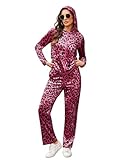 Marvmys Leopard Sweatsuit Velour Tracksuit 2 Piece Jogging Suit Outfit Velvet Track Suit Sports Set Hoodie Sweatpants Set
