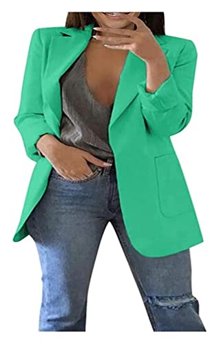 Veste de costume femme affaires mince avec poches blazer de bureau vert uni 5XL