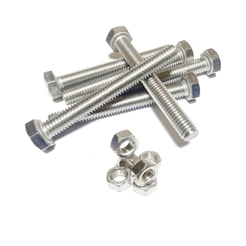 JXPXJMY 304 Set di Bulloni Esagonali in Acciaio Inox per Attrezzature di Riparazione Meccanica Collegamento di Serraggio Applicazioni di Ingegneria (12, M6*50)