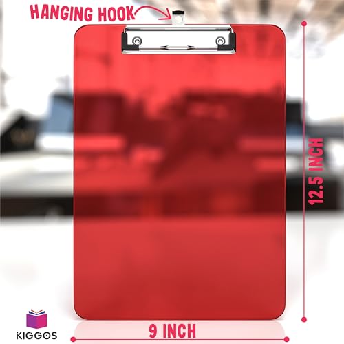 Image of KIGGOS Acrylic Clipboards 12.5 x 9, Transparent Assorted Colors 25 Pack Letter Size Clipboards with Low Profile Metal Clips, Hold up to 100 Sheets, Lightweight Set for Classroom, School, Office & Home