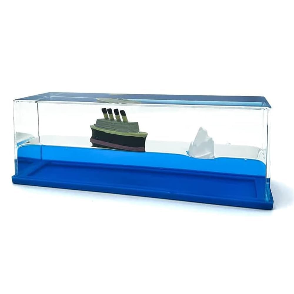 Prinzaii Liquid Wave Cruise Ship Decoration Unsinkable Titanic Model in A Clear Liquid Motion Bottle for Stress Relief Office Home Desk Décor (Multicolor)