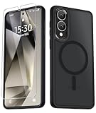 YENAPOON for Samsung Galaxy S25 Edge Case, Matte Magnetic Phone Case with 1 Screen Protector, Support for Magsafe, Translucent Frosted Shockproof Protective Cover for Samsung Galaxy S25 Edge, Black