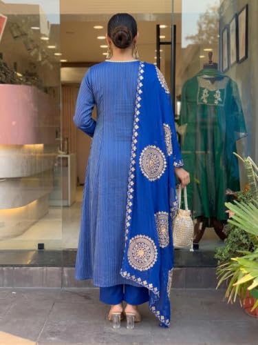 Image of ANNI DESIGNER Viscose Blend Kurta for Women | Kurta with Pant & Dupatta | A Line Printed Suit | Indian Ethnic Outfit Office Party Wedding Clothing Fashion Premium Traditional Style Look 3 Piece