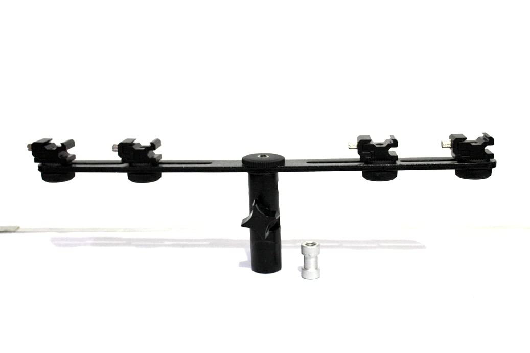 SHOPEE Branded E Type Universal Adjustable Four Flash Bracket Quad Four Hot Shoe Swivel Speedlight Stand Umbrella Holder Light Stand Bracket Mount 1/4" to 3/8'' for Studio Video DSLR Camera-image-36