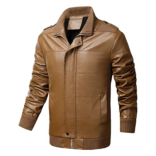 Veste PU en polaire pour homme doublée et chaude contre le froid