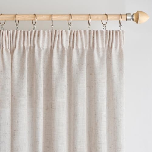Woaboy Cortinas Lino con Cinta Fruncidora Visillos Dormitorio Ventana Translúcido Cortinas Modernas para Salón Habitación 2 Piezas 140x245cm Blanco