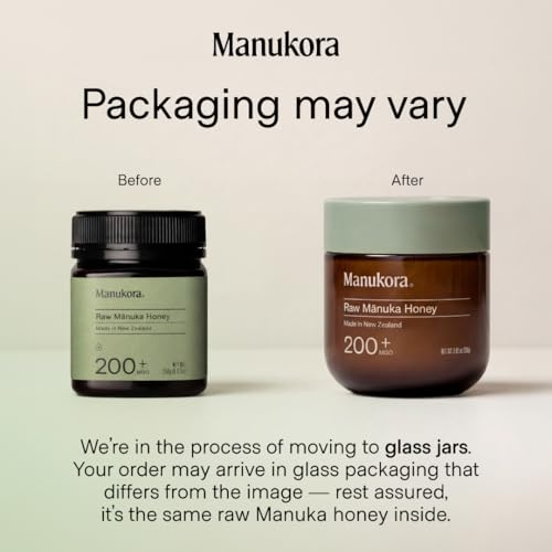 Image of Manukora Raw Manuka Honey, MGO 200+, New Zealand Honey, Non-GMO, Traceable from Hive to Hand, Daily Wellness Support - 250g (8.82 Oz) | B-Corp Certified, 3rd party tested, glyphosate residue-free, traceable hive-to-hand, now in glass, 2,000+ compounds