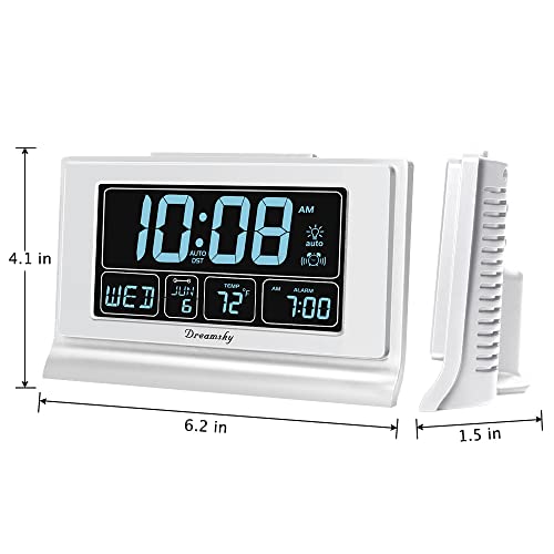 image for DreamSky Alarm Clocks for Bedrooms with Battery Backup, Auto Set Digit