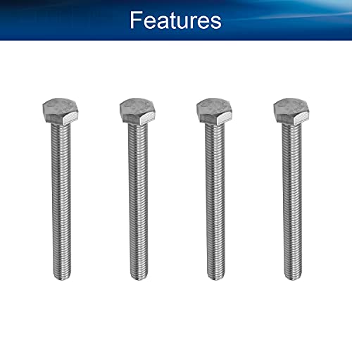 Image of Bettomshin 4Pcs M8 x 80mm Hex Bolts, 304 Stainless Steel 1.25mm Thread Pitch Fully Threaded Metric Hex Head Screw Bolts, Hexagon Screw Bolt, Hex Tap Bolts, Silver, A2-70 (Overall Size 85.3x13x13mm)