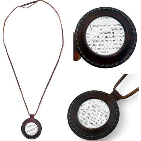KHUMYAYAD Leather Strap Necklace Magnifying Glass Magnifier Pendant for Reading Books Maps & Checking Jewelry Vintage Handmade. Cover