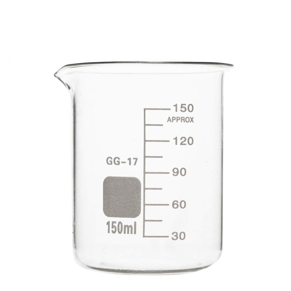 Set di bicchieri in vetro per laboratorio di chimica in scala trasparente da laboratorio di misurazione in vetro borosilicato resistente al calore (4 lotti) 50 ml 100 ml 100 ml 1000 ml 2000 ml