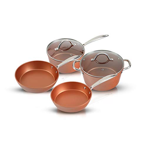 Kitchen Academy Non Stick Pan Sets Induction Cookware Set, 6 Pieces, Aluminium Kitchen Pots and Pans for Induction Hobs Hammered Red 1 Gallery Image Kitchen Academy Non Stick Pan Sets Induction Cookware Set, 6 Pieces, Aluminium Kitchen Pots and Pans for Induction Hobs Hammered Red 1 Gallery Image