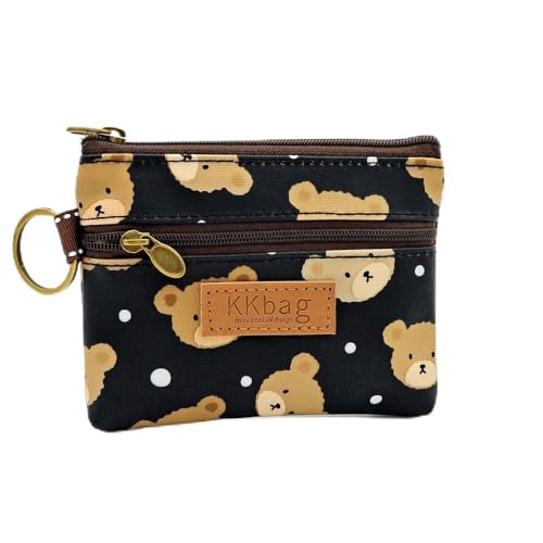 Hemasa Carino Animali Portafoglio Zipper Borsa Cartone Animato Piccolo Portamonete Leggero Sacchetto di Immagazzinaggio Sacchetto di Soldi Sacchetto Chiave Porta Carte, Orso scuro, S, Tessuto