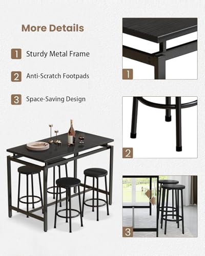 image for Lamerge Counter Height Dining Table and Chairs Set for 4,5 Piece Bar T