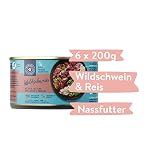 Pets Deli Classic Hunde Nassfutter Wildschwein & Reis, hoher Fleischanteil, leicht verdaulich, mit Roter Bete für eine gesunde Verdauung, getreidefrei, ohne Zucker, 6x200g, Premium Qualität