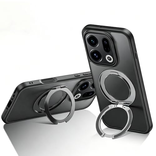 Coque Oppo Find X9 avec support rotatif intégré antichoc noir